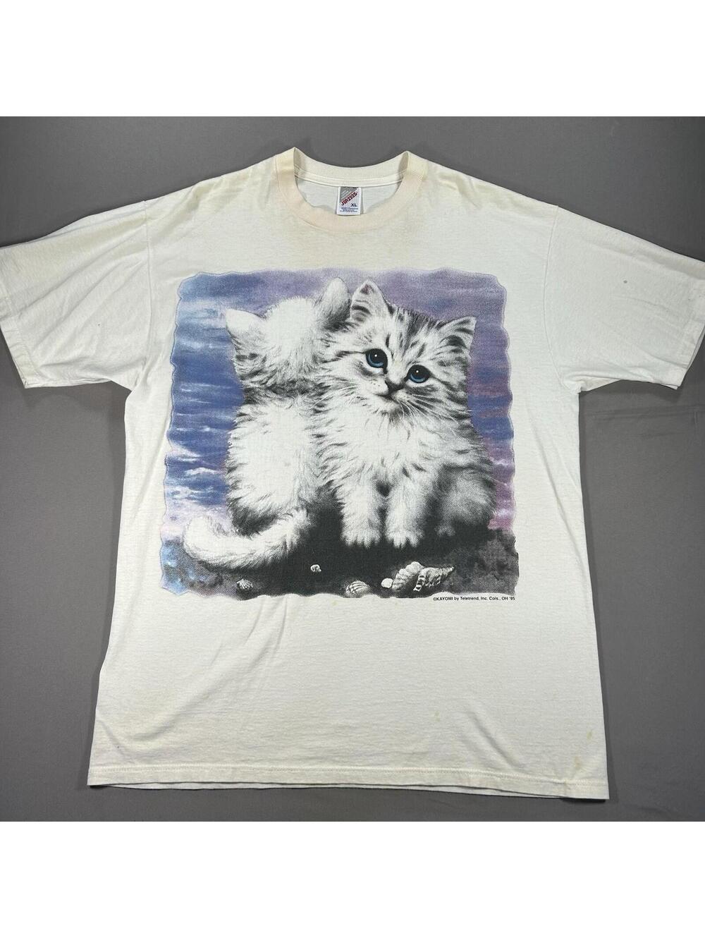 Vintage 90's 1995 JERZEES Kitten Portrait XL Kayomi by Teletrend USA Made - Picture 1 of 8